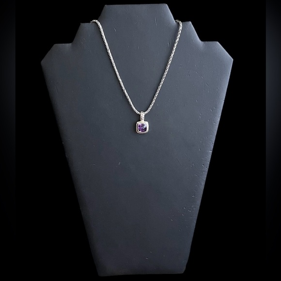🟦SALE🟦 Effy 18k gold sterling silver checkerboard cut amethyst necklace - Picture 3 of 12